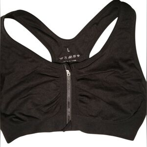 Bundle 3pc Front Zip Sports Bras Large Beige Black Seamless Yoga Bralettes